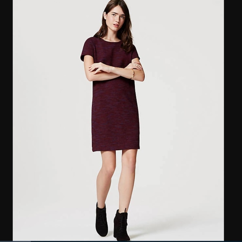 LOFT Burgundy-red Shift Dress - Size S